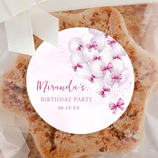 Pink Bow Balloons Birthday Sticker (Creator Uploaded)