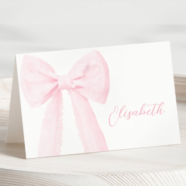 Pink Bow Baptism Table Name Card  (Creator Uploaded)