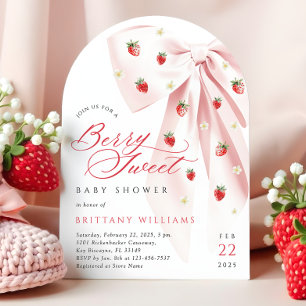 Pink Bow Berry Sweet Baby Shower Arch Invitation