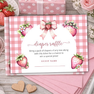 pink bow berry sweet Baby Shower Diaper Raffle Enclosure Card