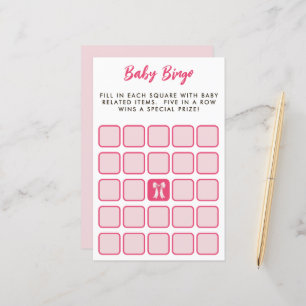 Pink Bow Bingo Baby Shower Game