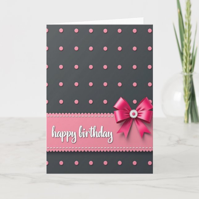 Pink Bow Birthday Card (Front)
