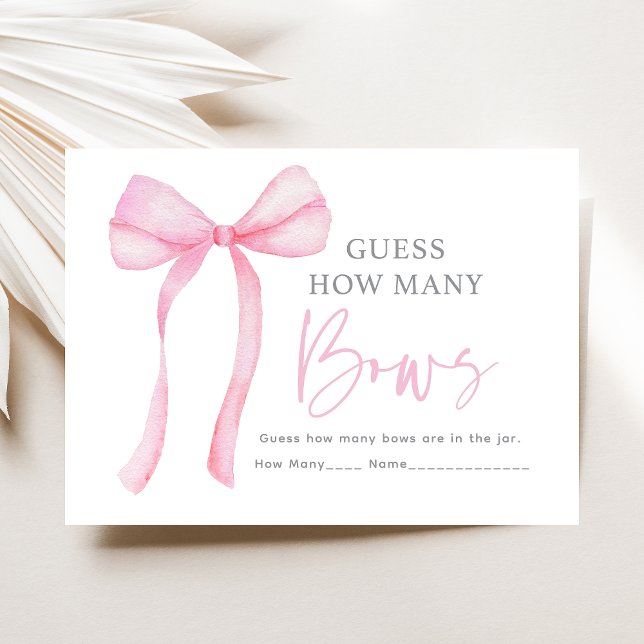 Pink Bow Birthday Guess How Many Game Enclosure Card (Creator Uploaded)