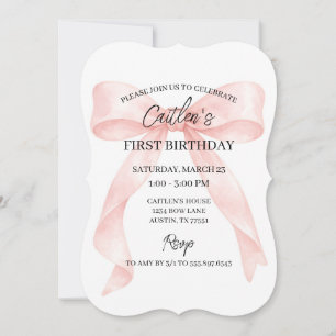 Pink Bow Birthday Invitation