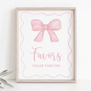 Pink Bow Birthday Party Favour Sign