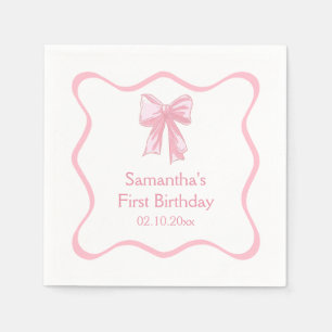 Pink Bow Birthday Party Napkin