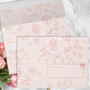 Pink Bow Birthday Party Whimsy Toile Personalised Envelope