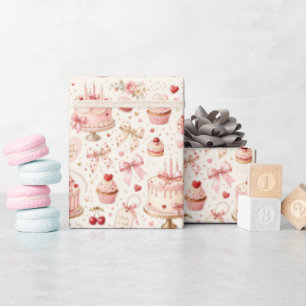 Pink Bow Birthday Wrapping Paper