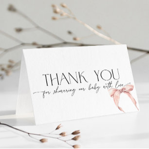 Pink Bow Blush Coquette Baby Shower Thank You Card
