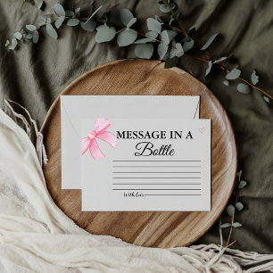 Pink Bow Blush  Message bottle Bridal Shower  Enclosure Card