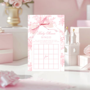 Pink Bow Boho Arch Flolar Baby Shower Bingo Game