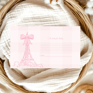 Pink Bow Bonjour Bebe Baby Shower Note for Baby Enclosure Card