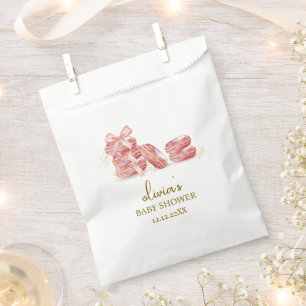 Pink Bow Bonjour Bébé French Macarons Baby Shower Favour Bags
