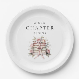 Pink Bow Book Baby Shower Paper Plate