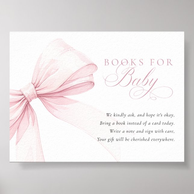 Pink Bow Books for Baby - Digital Download Card Poster (Front)