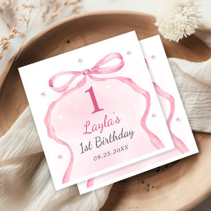 Pink Bow Boutique 1st Birthday Party Napkin