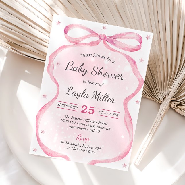 Pink Bow Boutique Baby Shower Invitation (Creator Uploaded)