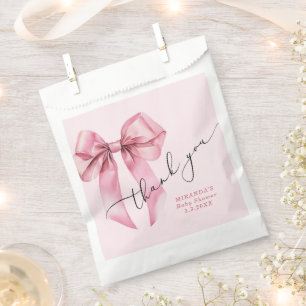 Pink Bow Bowtiful Baby Shower Thank you Favour Bags