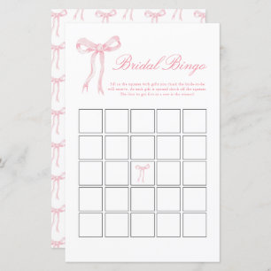 Pink Bow Bridal Bingo Pink Bridal Shower Game