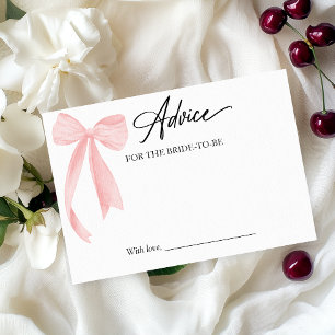 Pink Bow Bridal Shower Advice for the Bride Card