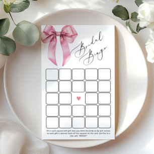 Pink Bow bridal shower bingo game