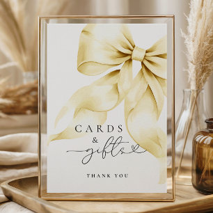 Pink Bow Bridal Shower Cards & Gifts Table Sign