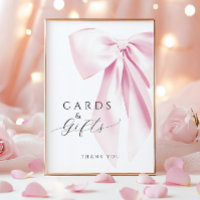 Pink Bow Bridal Shower Cards & Gifts Table Sign