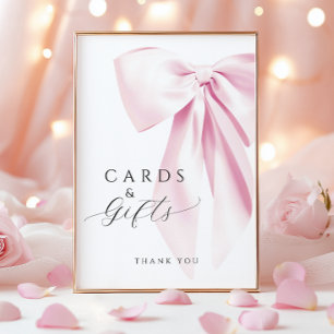 Pink Bow Bridal Shower Cards & Gifts Table Sign