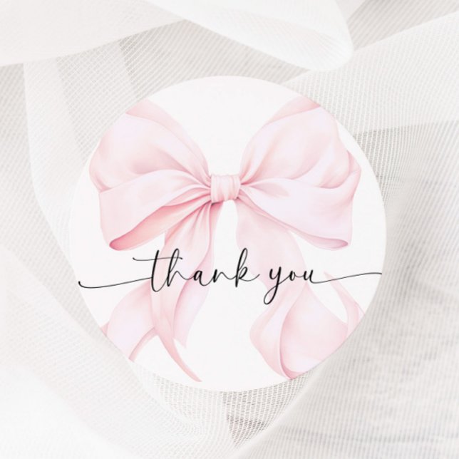 Pink Bow Bridal Shower Classic Round Sticker (Creator Uploaded)