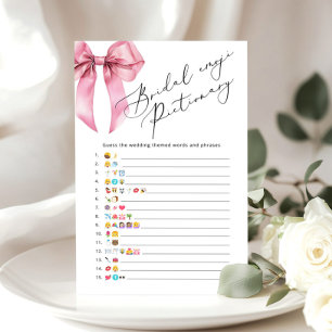 Pink Bow bridal shower emoji pictionary game