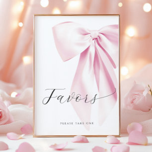 Pink Bow Bridal Shower Favours Table Sign