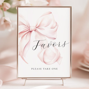Pink Bow Bridal Shower Favours Table Sign