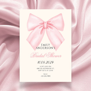 Pink bow bridal shower invitation