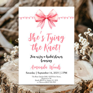 Pink Bow Bridal Shower Invitation