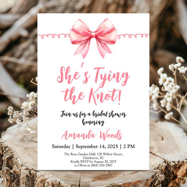Pink Bow Bridal Shower Invitation (Creator Uploaded)