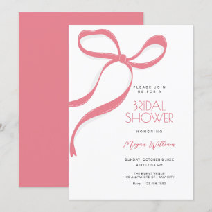 Pink bow bridal  shower invitation