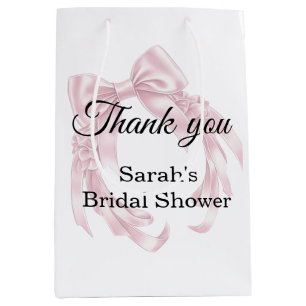 Pink Bow Bridal Shower Medium Gift Bag