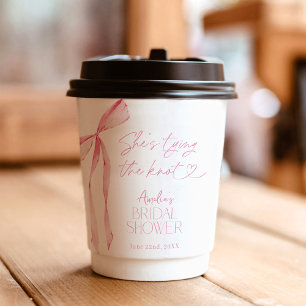 Pink Bow Bridal Shower Paper Cups, Bridal Decor Cups