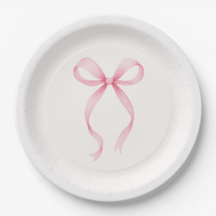 Pink Bow Bridal Shower Paper Plate