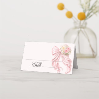 Pink Bow Bridal Shower Place Card