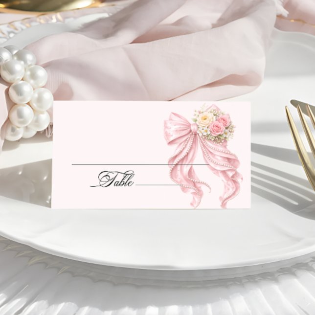 Pink Bow Bridal Shower Place Card (Creator Uploaded)
