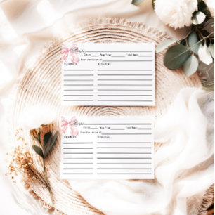 Pink Bow Bridal Shower Recipe Card