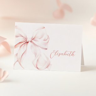 Pink Bow Bridal Shower Table Name Card 