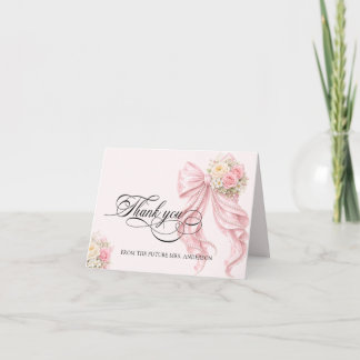 Pink Bow Bridal Shower Thank You Card