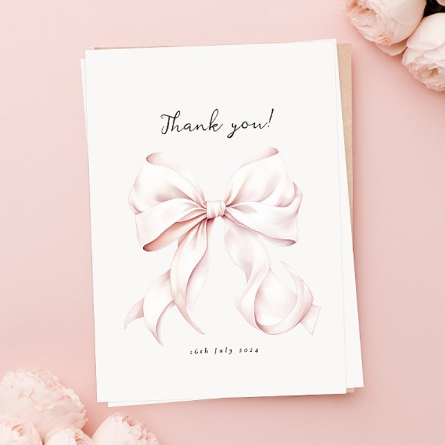 Pink Bow Bridal Shower Thank You Card (Creator Uploaded)