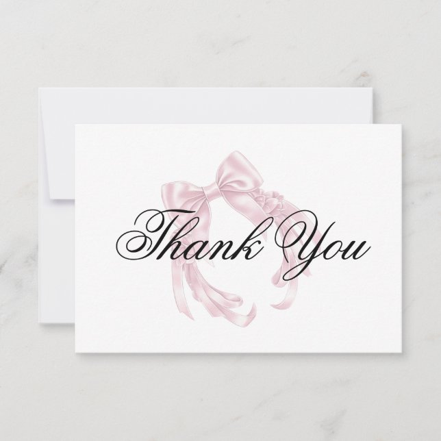 Pink Bow Bridal Shower Thank You Card (Front)