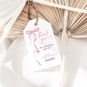 Pink Bow Bridal Shower Thank You, Favour Tags