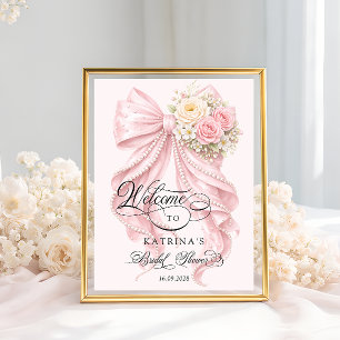 Pink Bow Bridal Shower Welcome  Poster