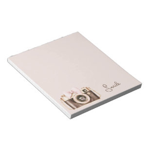 Pink Bow Brown Camera Smile Notepad