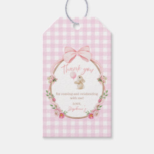 Pink Bow Bunny Floral Balloon Birthday Thank You Gift Tags